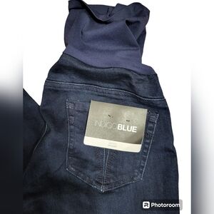 NWT Indigo Blue Skinny Small Maternity Motherhood dark blue jeans Moulant